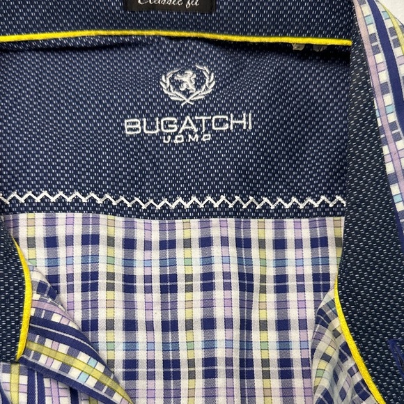 Bugatchi Blue and White Checkered Men's Shirt - Picture 2 of 3